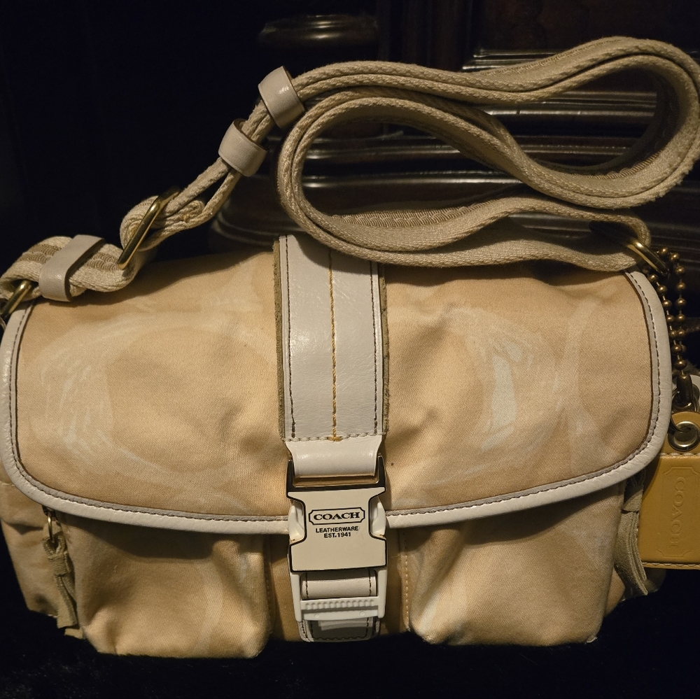 Coach Rare Vintage Hampton Scribble Yellow Front Pocket Bag